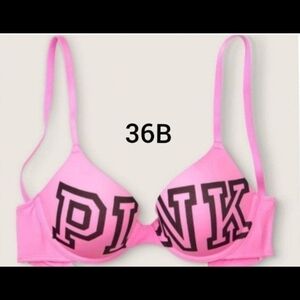 SZ 36B VS PINK NEON BUBBLE WEAR EVERYWHERE PUSH UP BRA.